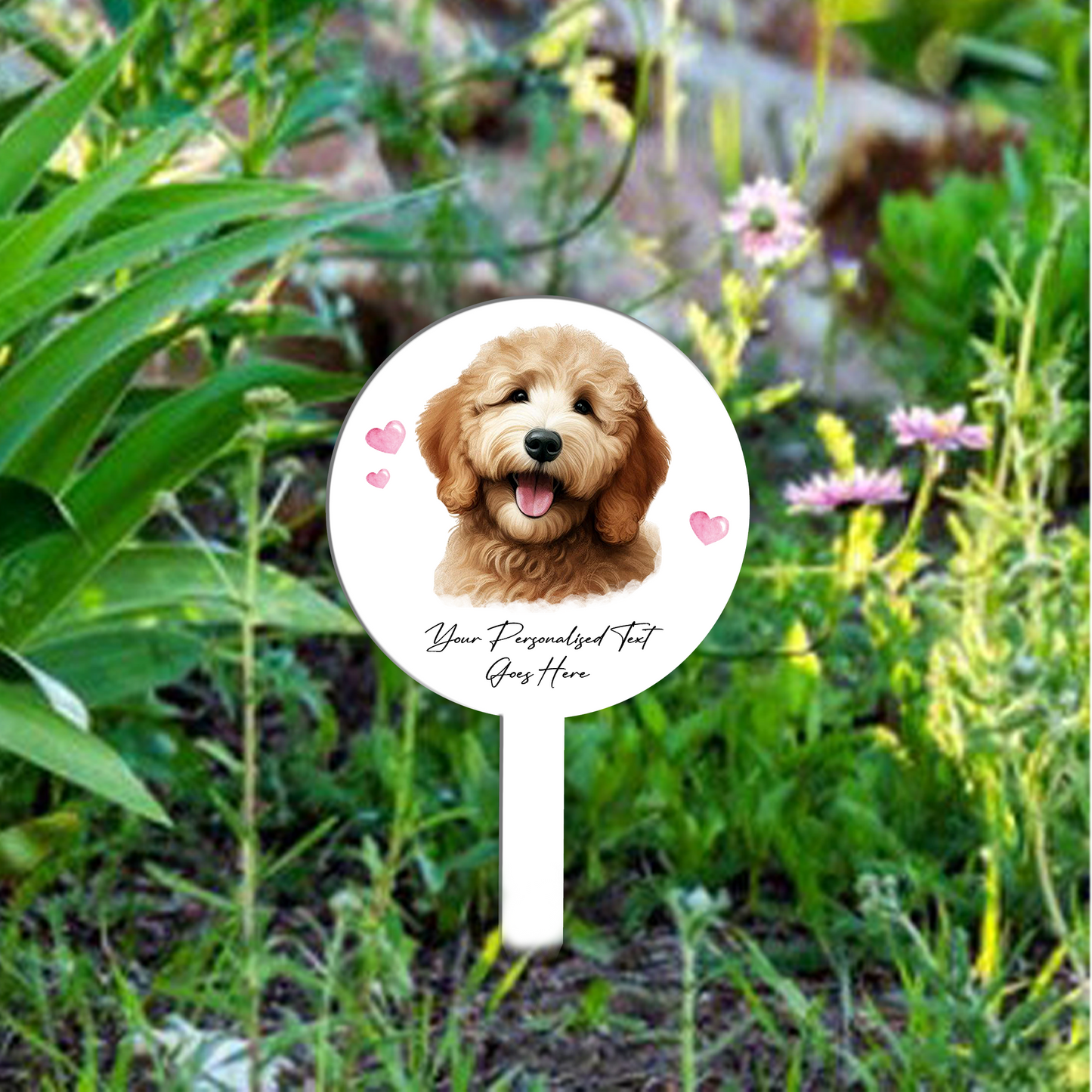 Personalised Dog Love Heart Grave Marker - Golden Doodle