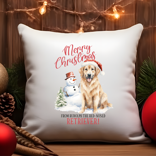 Personalised Christmas Golden Retriever pun - Keepsake Gift cushion, by Floppsie Moppsie – floppsiemoppsie at floppsiemoppsie.co.uk