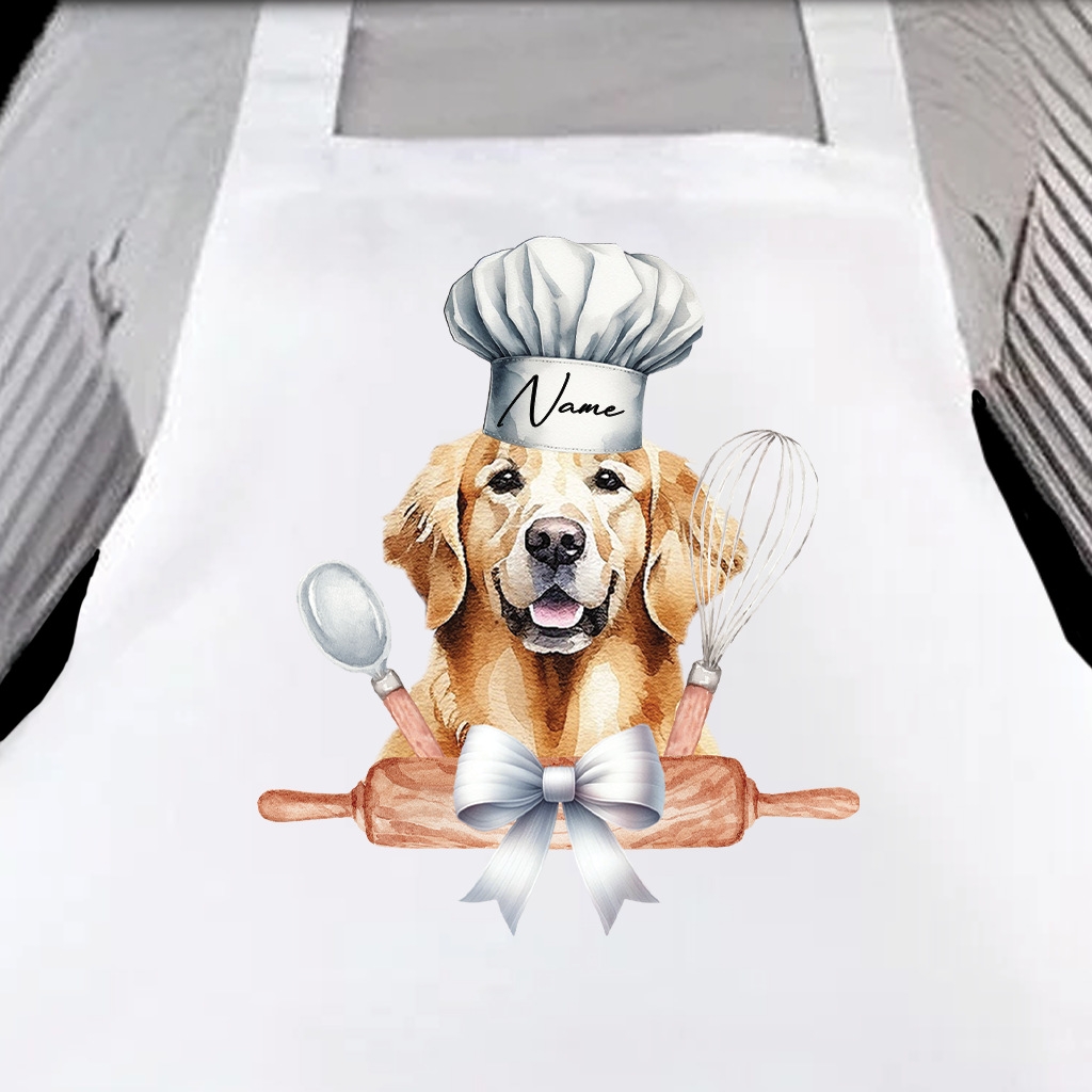 Personalised Pet Chef Dog - Golden Retriever - Keepsake Gift Kitchen Baking Cooking Apron, by Floppsie Moppsie – floppsiemoppsie at floppsiemoppsie.co.uk