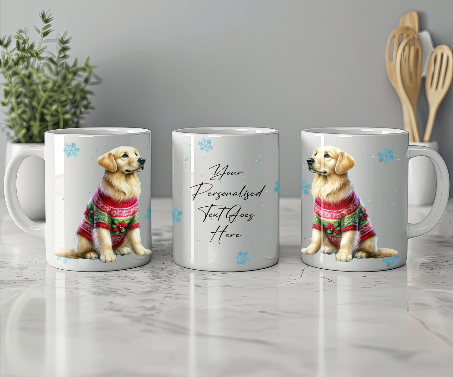 Personalised Golden Retriever - Dog Christmas Jumper Gift Mug - Style B