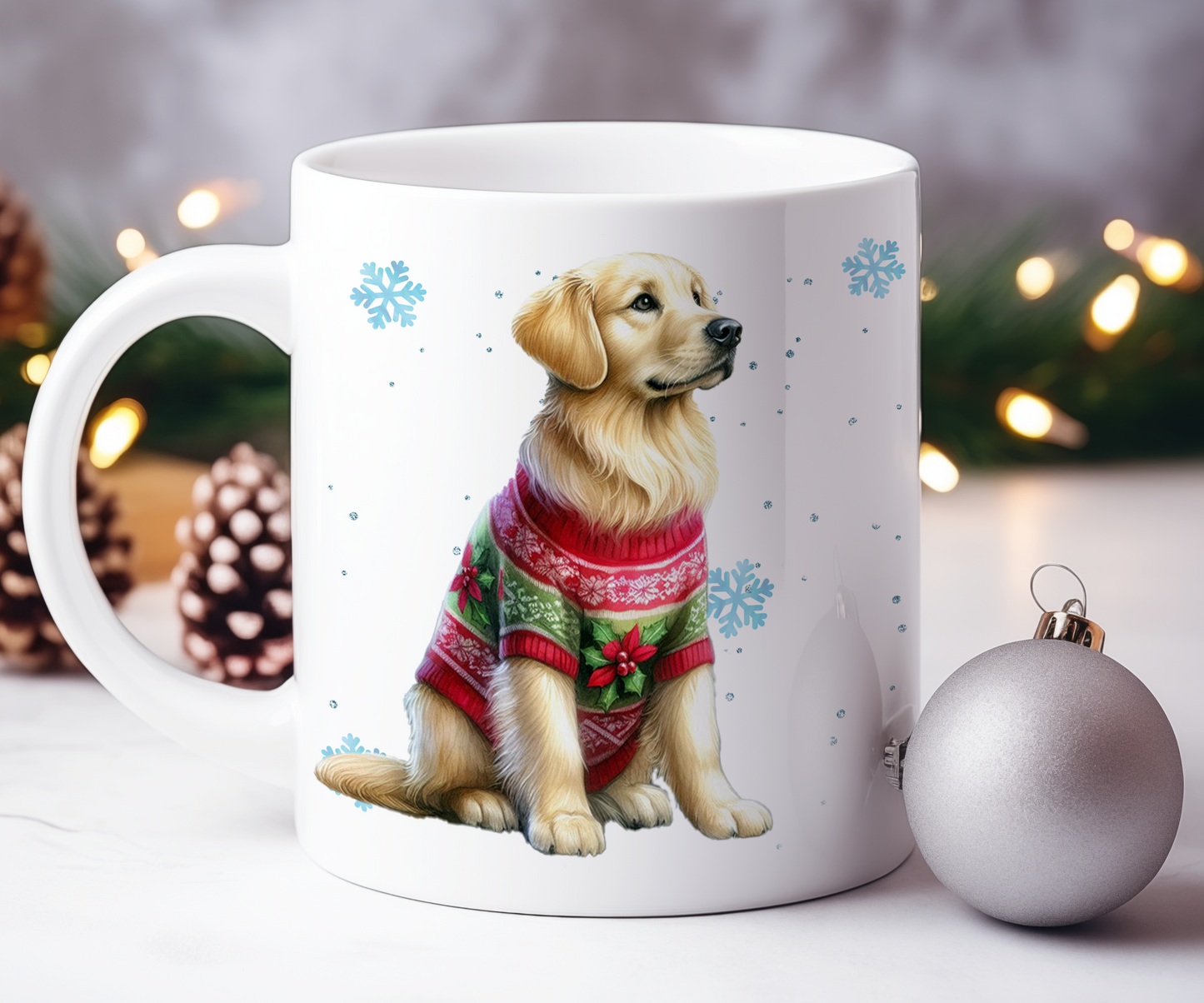 Personalised Golden Retriever - Dog Christmas Jumper Gift Mug - Style B