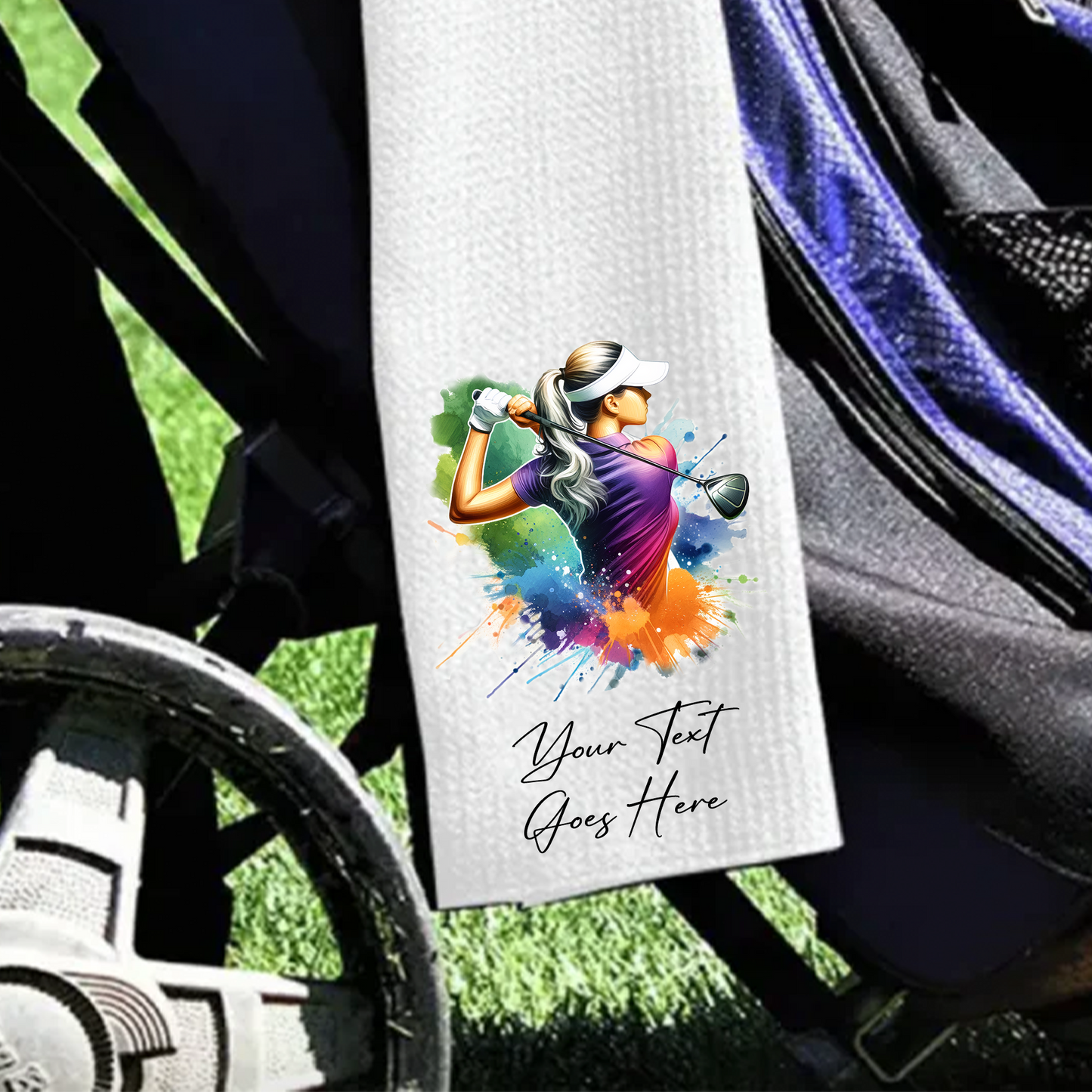 Personalised Female Golfer - Gift Golf Sports Towel