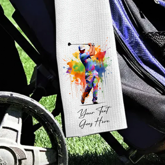 Personalised Golfing Male - Gift Golf Sports Towel B