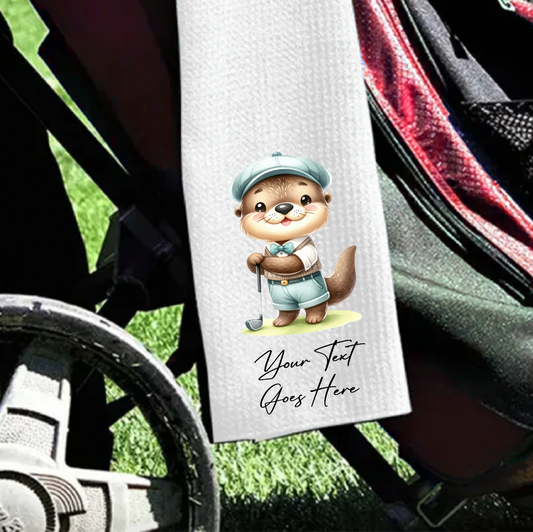 Personalised Golfing Otter - Gift Golf Sports Towel