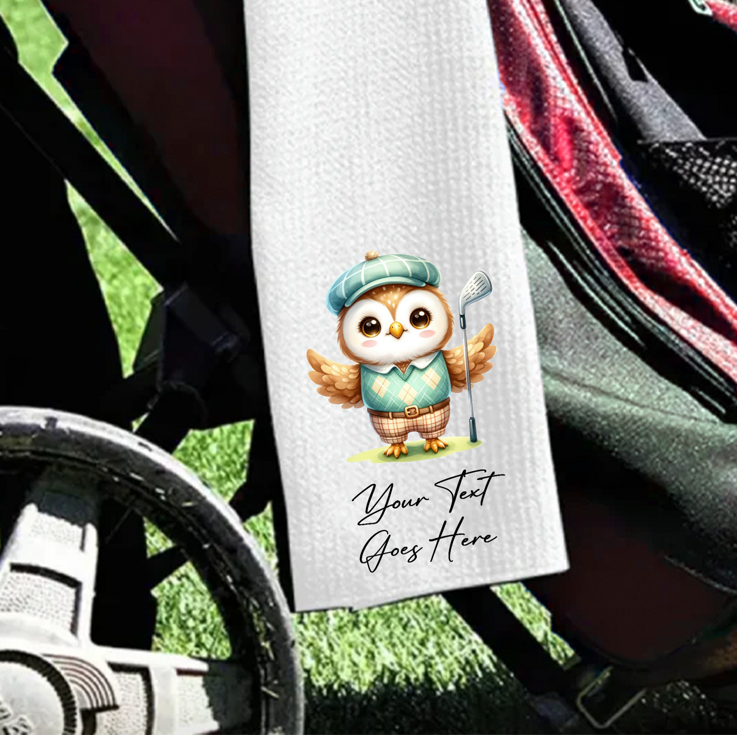 Personalised Golfing Owl - Gift Golf Sports Towel