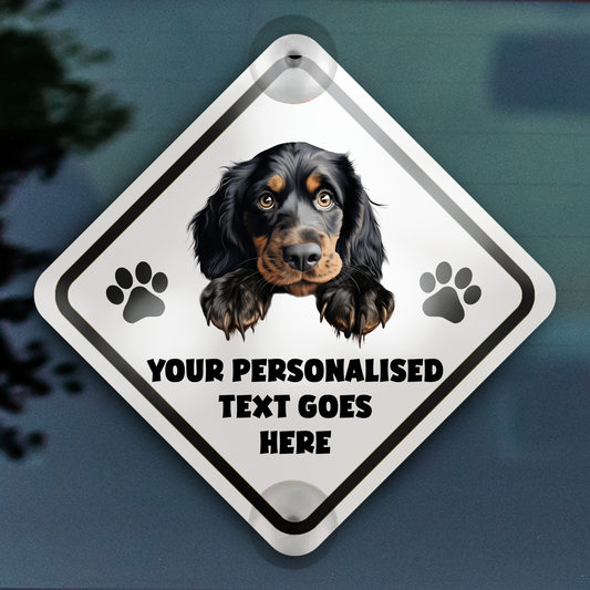 Personalised Dog On Board Car Window Sign - Gordon Setter