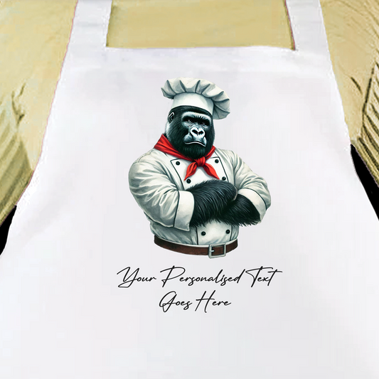 Personalised Watercolour Animal Chef Gorilla Cooking Apron