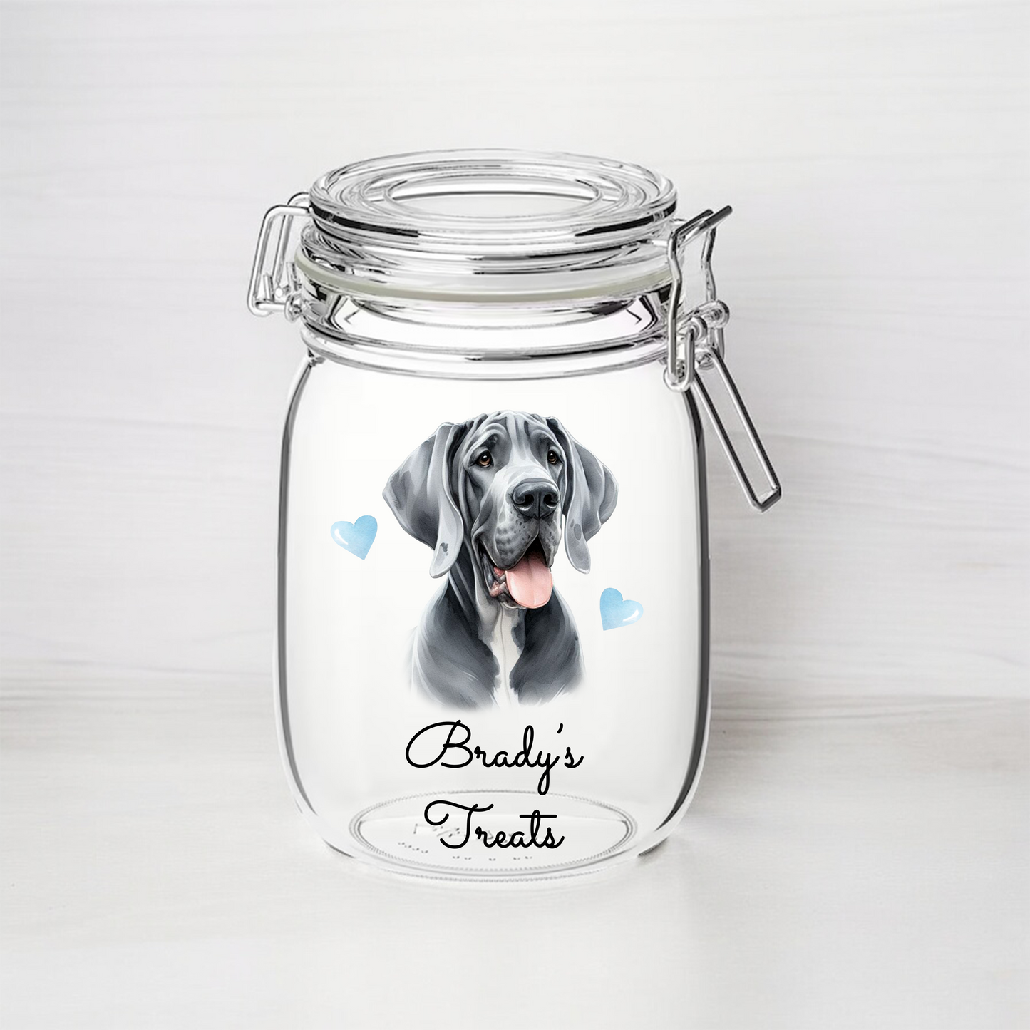 Personalised Great Dane Dog Treat Kilner Style Gift Jar - DGJR27