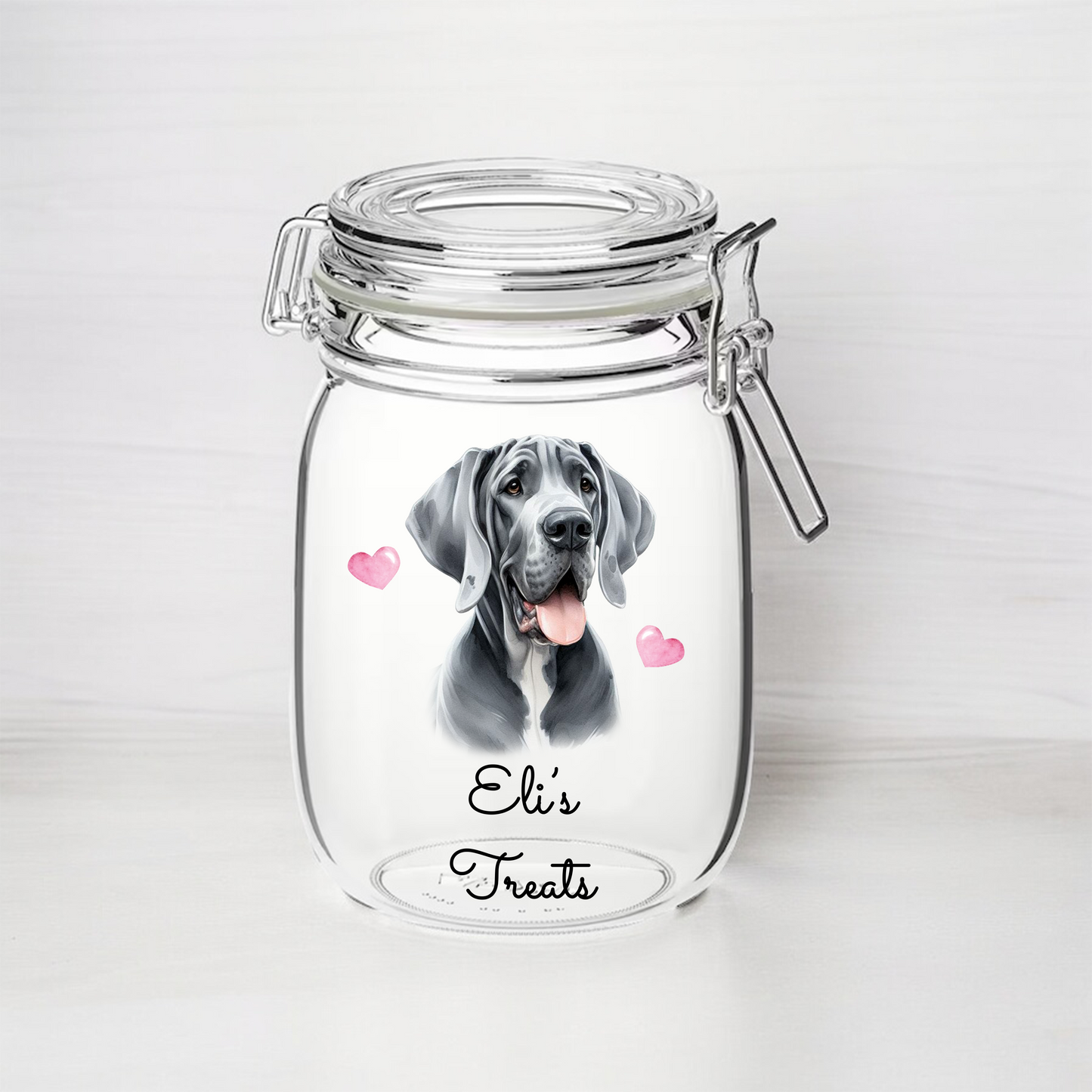 Personalised Great Dane Dog Treat Kilner Style Gift Jar - DGJR27