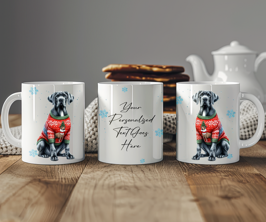 Personalised Great Dane - Dog Christmas Jumper Gift Mug