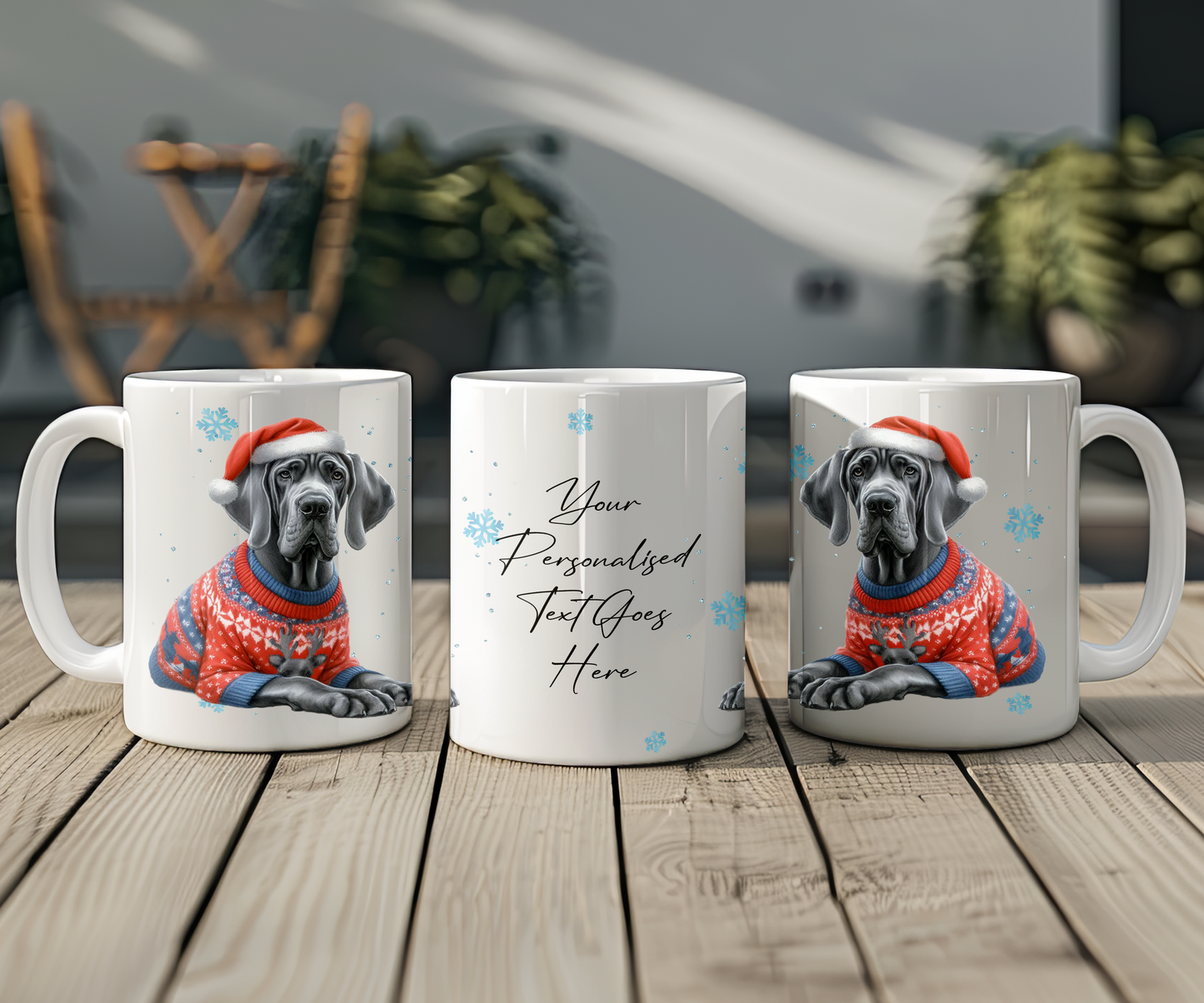 Personalised Great Dane - Dog Christmas Jumper Gift Mug - Style B