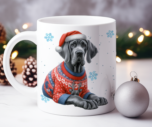 Personalised Great Dane - Dog Christmas Jumper Gift Mug - Style B