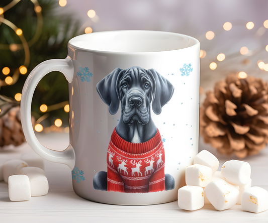 Personalised Great Dane - Dog Christmas Jumper Gift Mug - Style C