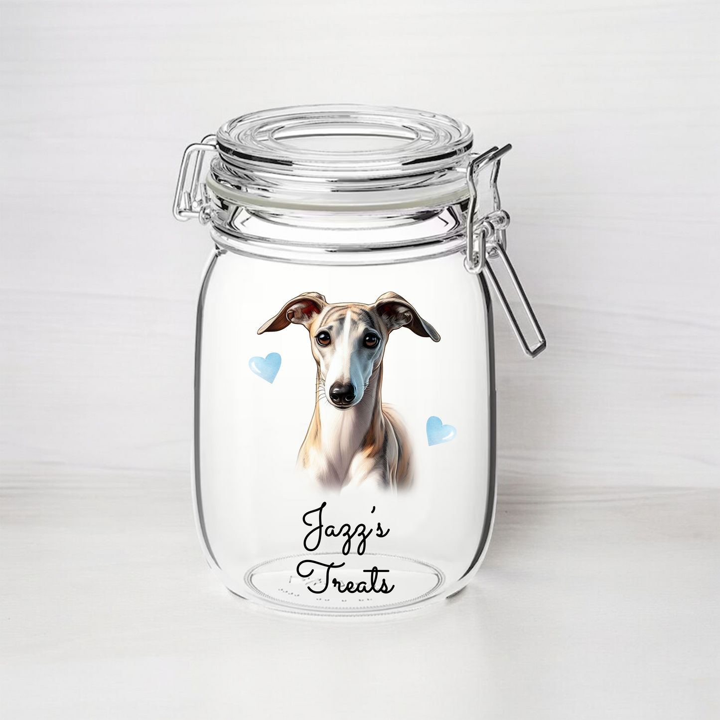 Personalised Grey Hound Dog Treat Kilner Style Gift Jar - DGJR28