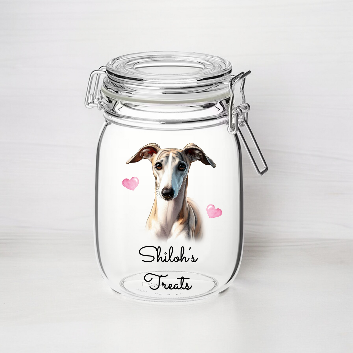 Personalised Grey Hound Dog Treat Kilner Style Gift Jar - DGJR28