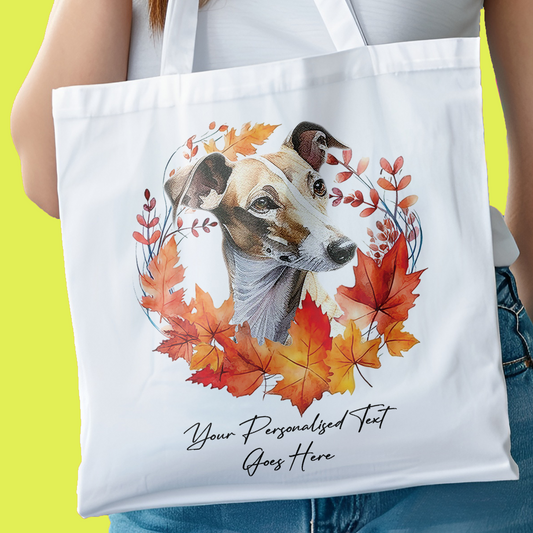 Personalised Dog Autumn Wreath Greyhound Tote Bag