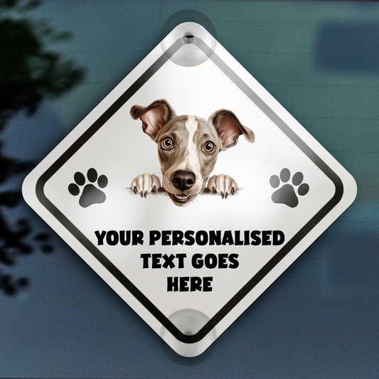 Personalised Dog On Board Car Window Sign - Greyhound