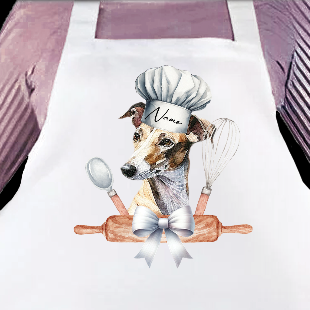 Personalised Pet Chef Dog – Greyhound - Keepsake Gift Kitchen Baking Cooking Apron, by Floppsie Moppsie – floppsiemoppsie at floppsiemoppsie.co.uk