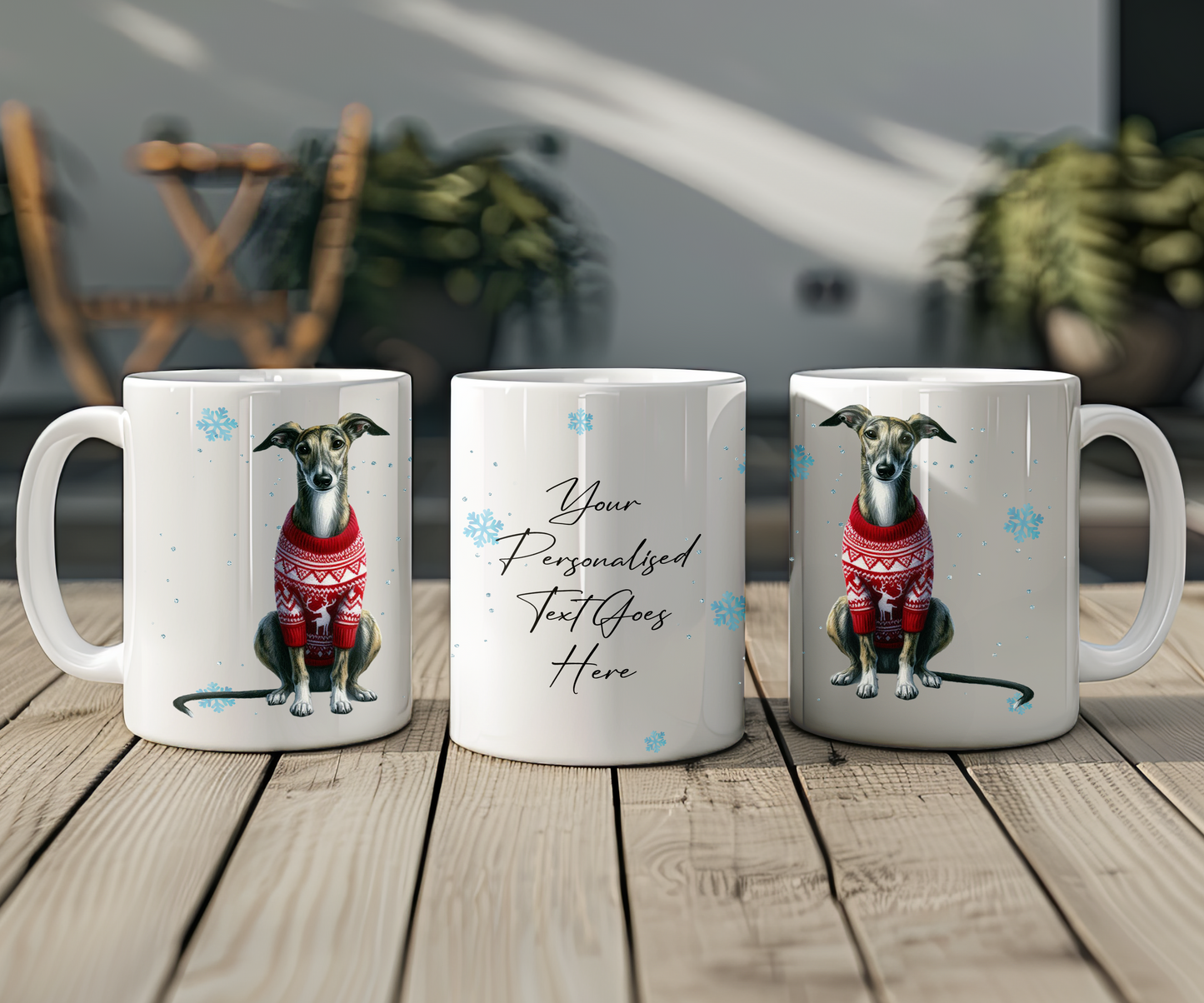 Personalised Greyhound - Dog Christmas Jumper Gift Mug - Style B