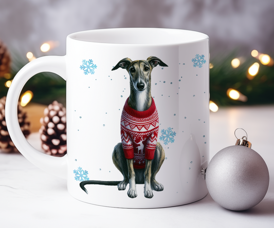 Personalised Greyhound - Dog Christmas Jumper Gift Mug - Style B