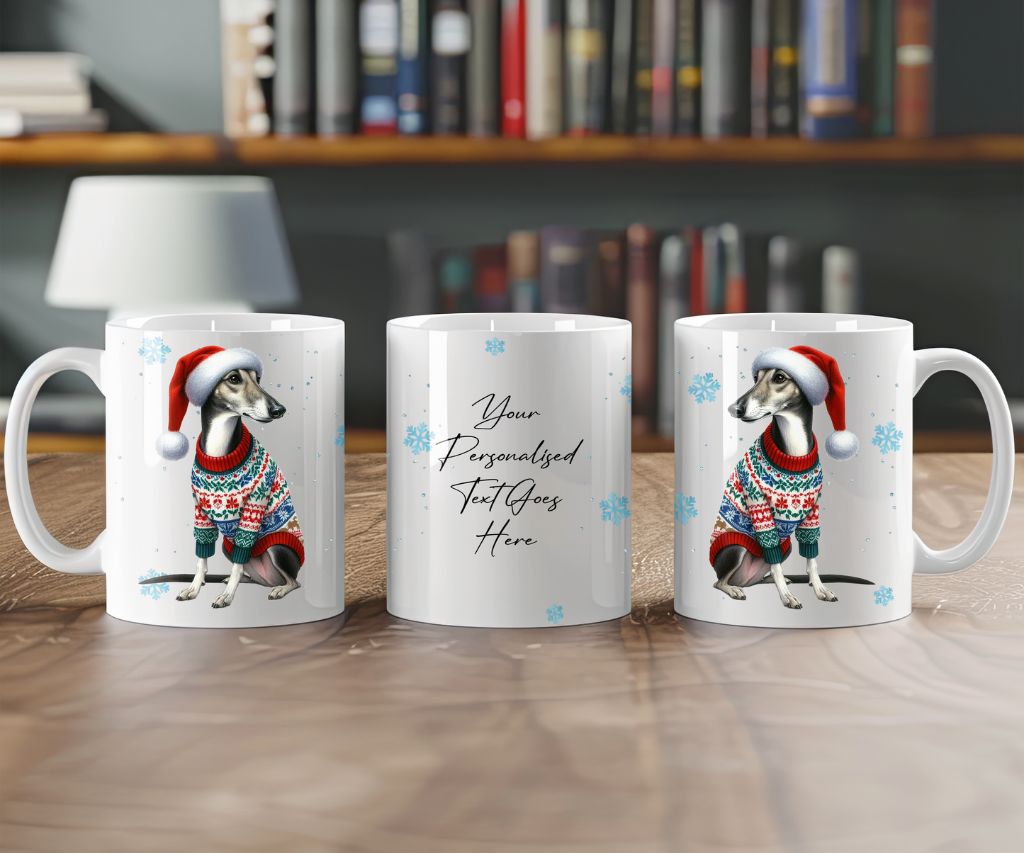 Personalised Greyhound - Dog Christmas Jumper Gift Mug - Style C