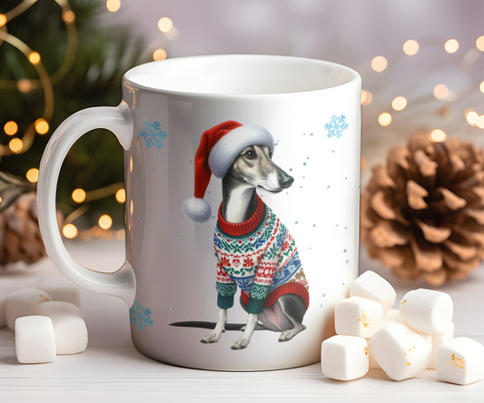 Personalised Greyhound - Dog Christmas Jumper Gift Mug - Style C