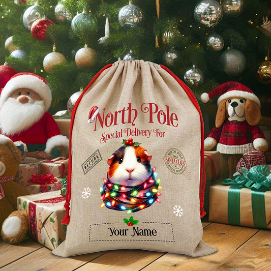 Personalised Guinea Pig - North Pole Santa Sack