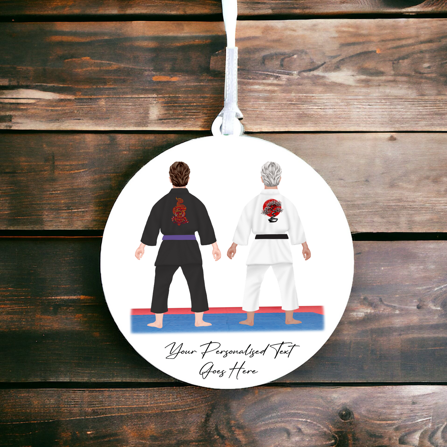 Personalised Karate, Judo, Ju Jitsu, Taekwondo Martial Arts Gi Creator - Hanging Decoration - 2 People