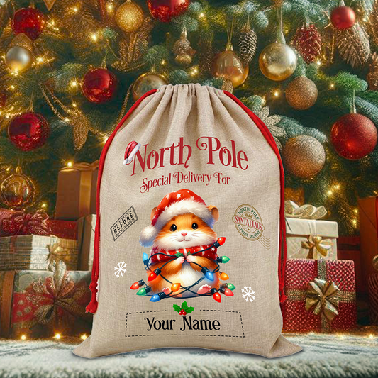 Personalised Hamster - North Pole Santa Sack