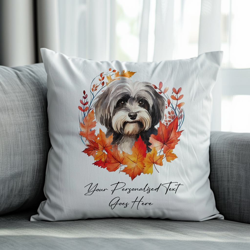 Greyhound in Autumn Wreath Personalised Gift Cushion Cover