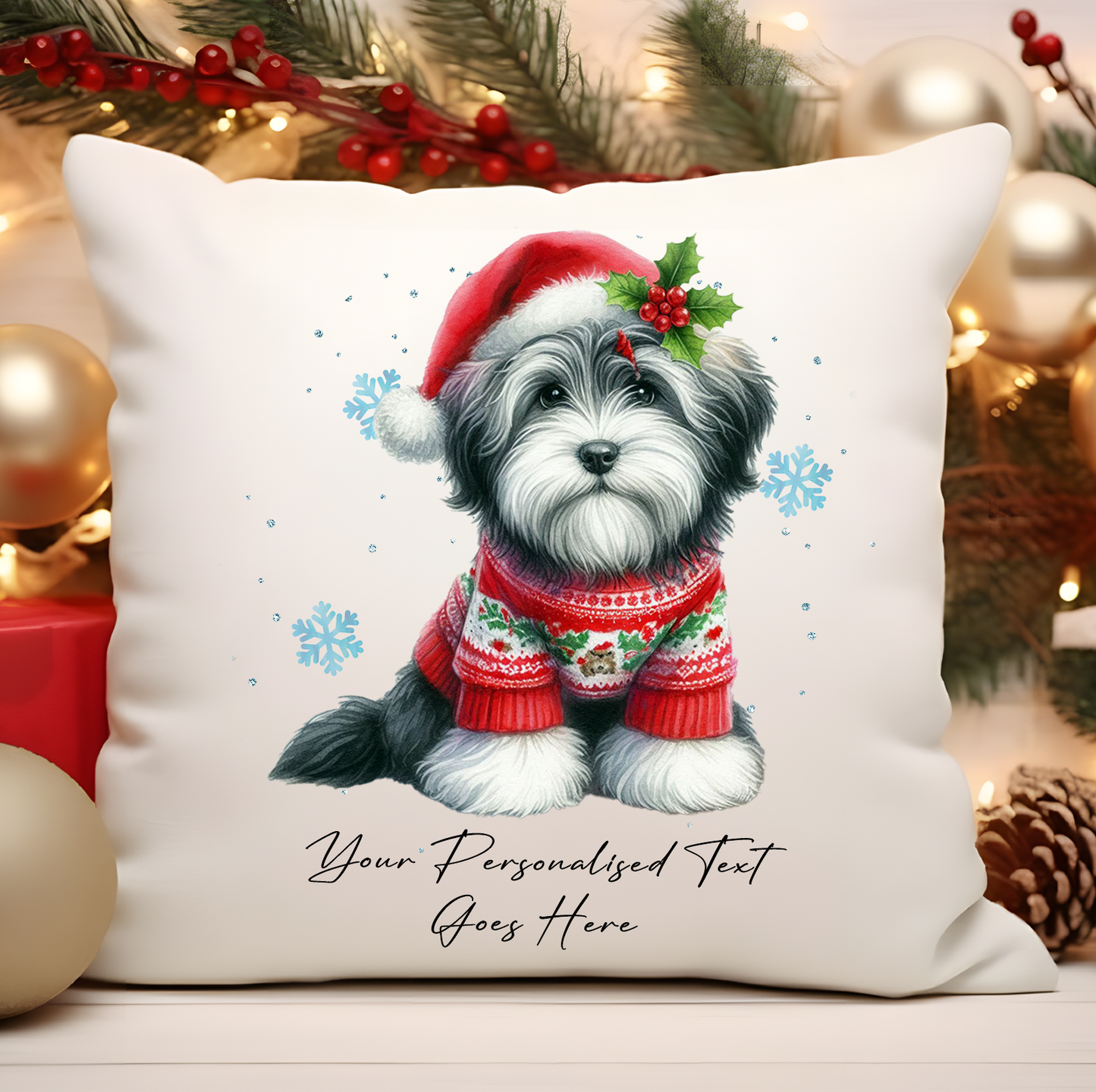 Personalised Havanese Dog Christmas Jumper Cushion Cover Gift