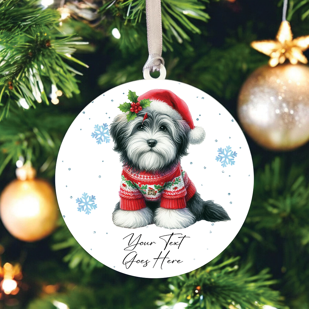 A Personalised Havanese Jumper Dog Hanging Bauble Decoration