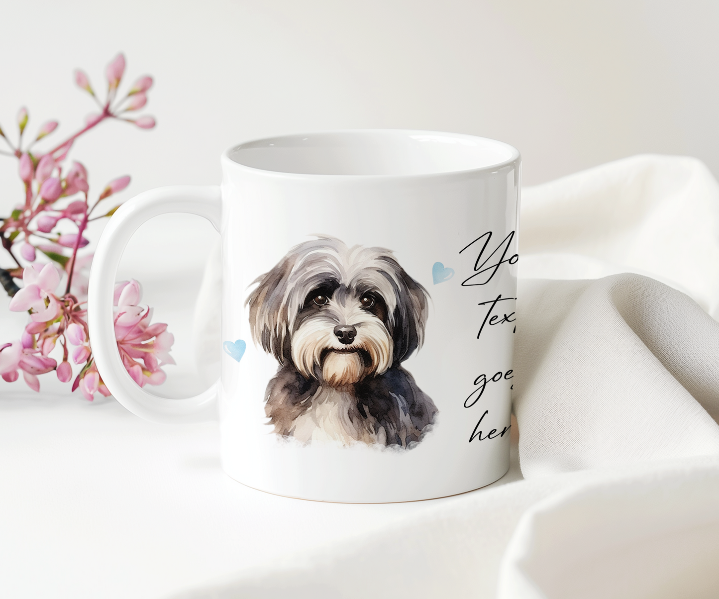 Personalised Dog Gift Mug - Havanese with Custom Message and Optional Hearts