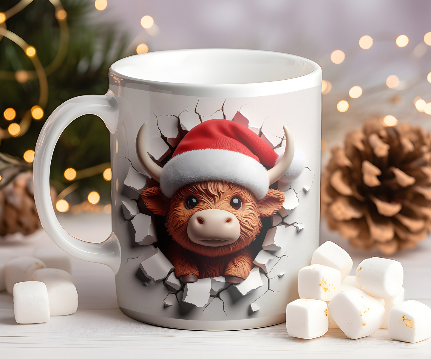 Personalised Highland Cow BREAKOUT Christmas Gift Mug