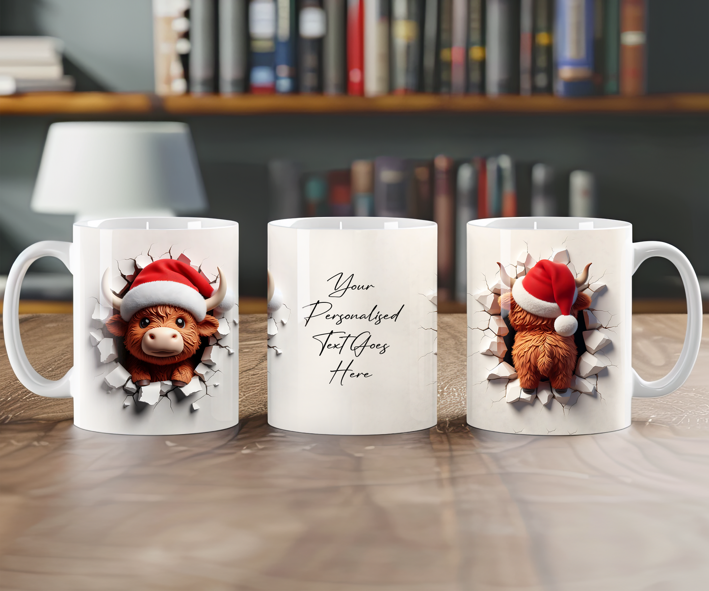 Personalised Highland Cow BREAKOUT Christmas Gift Mug