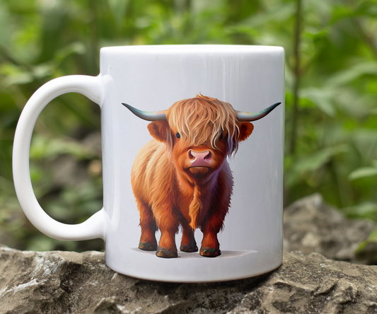 Personalised Keepsake Highland Cow - Gift Mug, by Floppsie Moppsie – floppsiemoppsie at floppsiemoppsie.co.uk