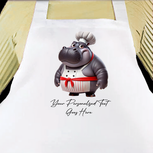 Personalised Toon Animal Chef Hippo Cooking Apron B