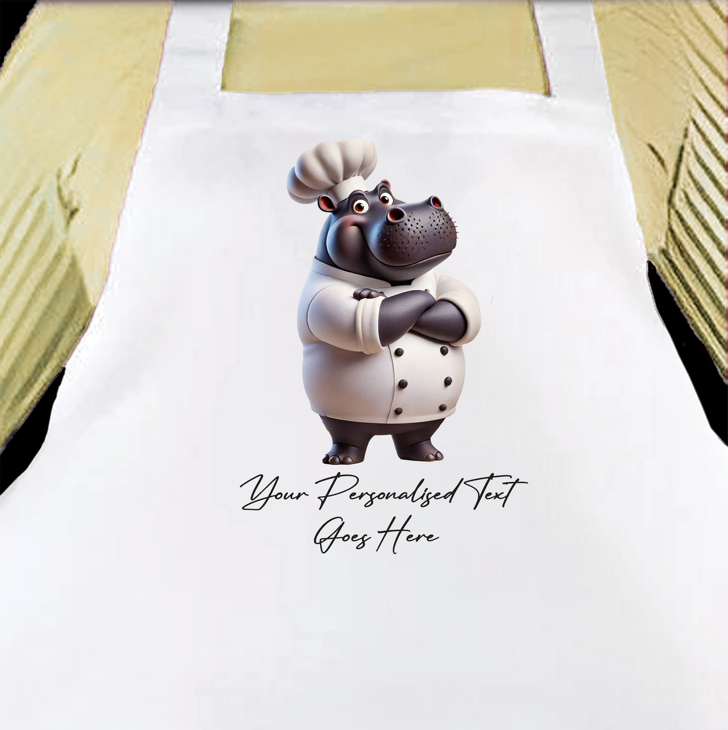 Personalised Toon Animal Chef Hippo Cooking Apron