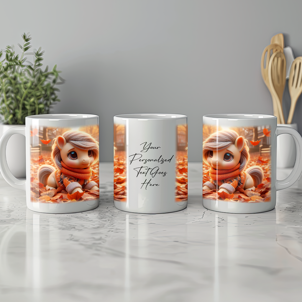 Personalised Hedgehog Playing in Autumn Leaves Gift Mug