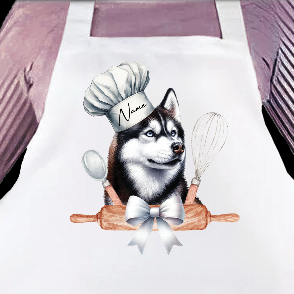 Personalised Pet Chef Dog – Husky - Keepsake Gift Kitchen Baking Cooking Apron, by Floppsie Moppsie – floppsiemoppsie at floppsiemoppsie.co.uk