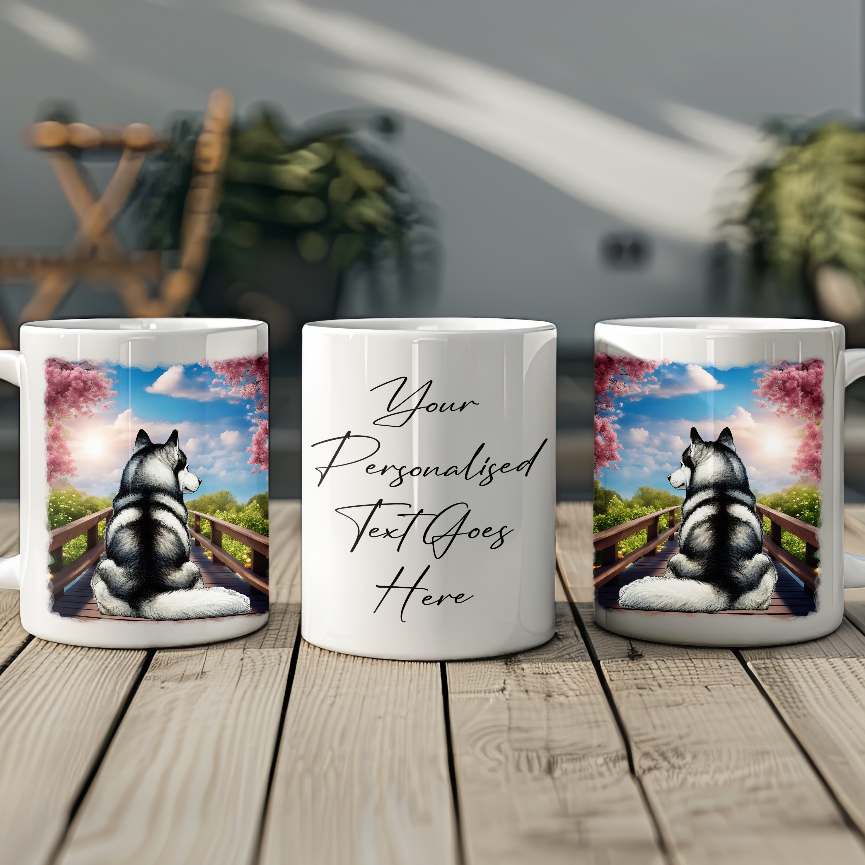 Personalised Bridge Dog Memorial Husky - Keepsake Gift Mug, by Floppsie Moppsie – floppsiemoppsie at floppsiemoppsie.co.uk