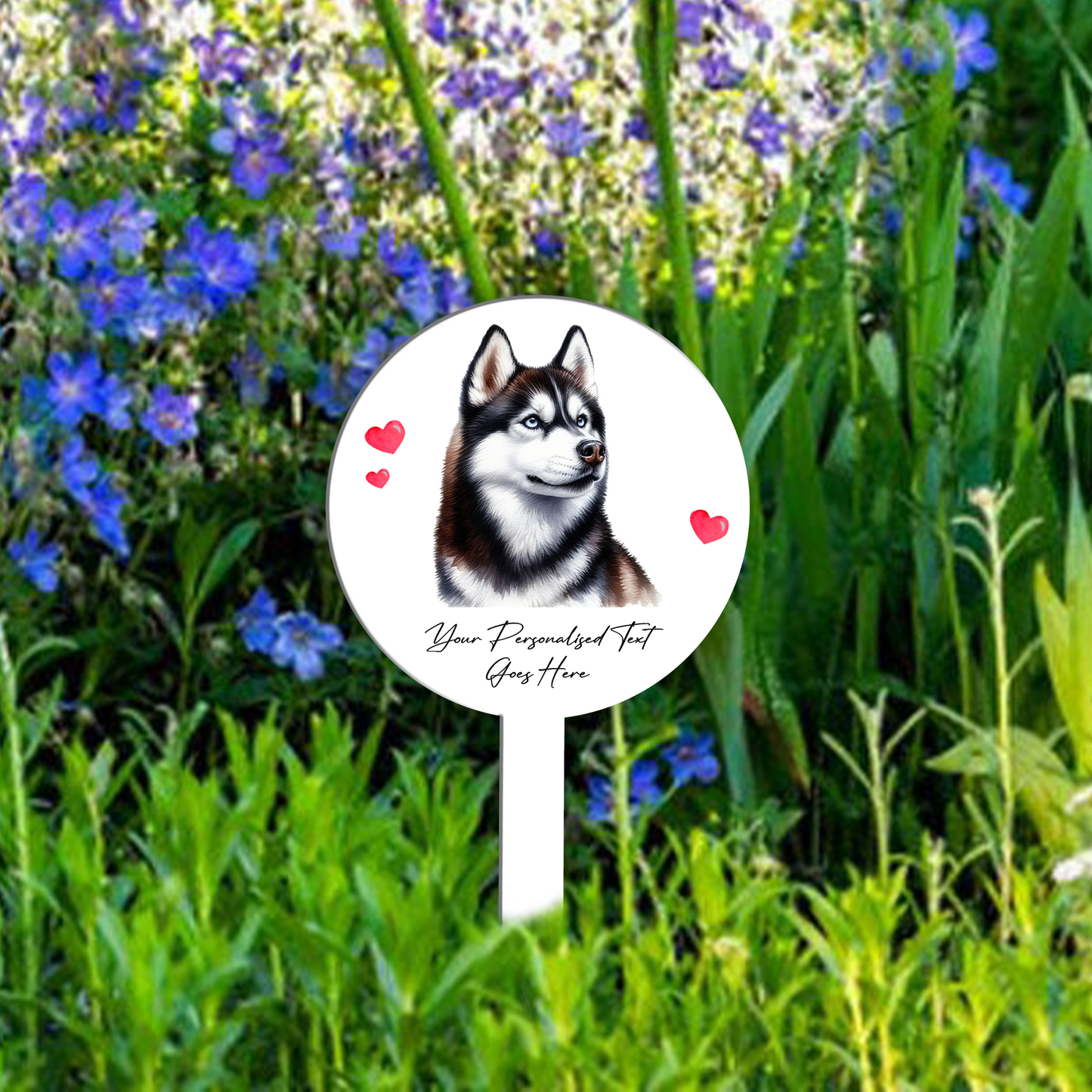 Personalised Dog Love Heart Grave Marker - Husky