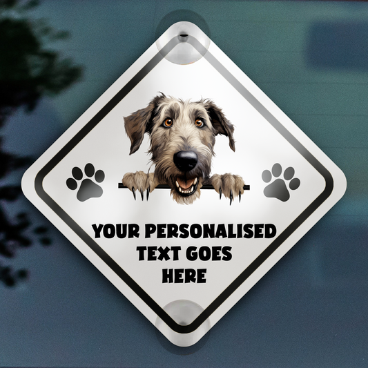 Personalised Dog On Board Car Window Sign - Irish Wolfhound