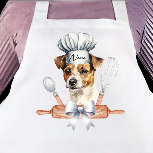 Personalised Pet Chef Dog – Jack Russell - Keepsake Gift Kitchen Baking Cooking Apron, by Floppsie Moppsie – floppsiemoppsie at floppsiemoppsie.co.uk