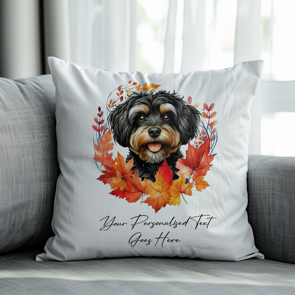 Jack Russell in Autumn Wreath Personalised Gift Cushion Cover