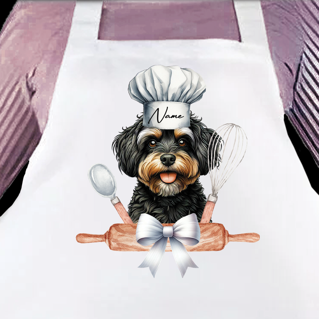 Personalised Pet Chef Dog – Jackapoo - Keepsake Gift Kitchen Baking Cooking Apron, by Floppsie Moppsie – floppsiemoppsie at floppsiemoppsie.co.uk