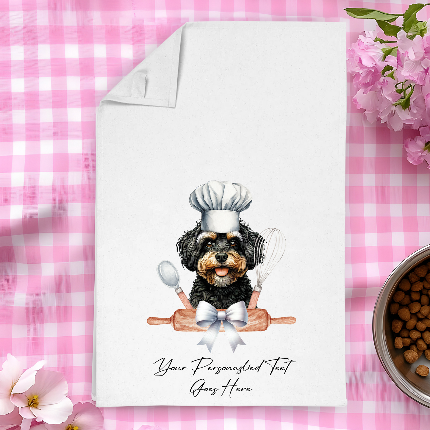 Personalised Dog In Chef Hat Gift Tea Towel - Jackapoo