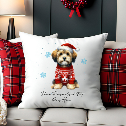 Personalised Jackapoo Dog Christmas Jumper Cushion Cover Gift - Style B