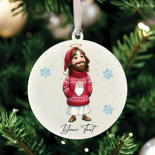 Personalised Christmas Jesus - Hanging Bauble Decoration