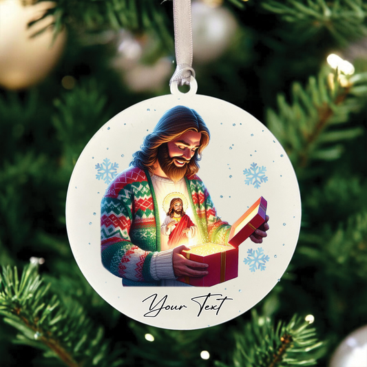 Personalised Christmas Jesus - Hanging Bauble Decoration - Style B